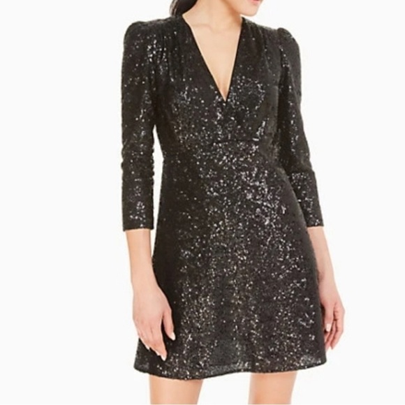 Kate Spade sequin dress black plunging neckline size 2 - Picture 1 of 16